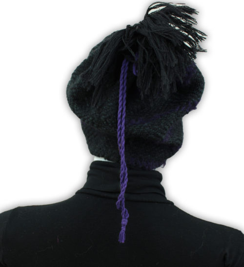 Beanie - neck warmer black purple