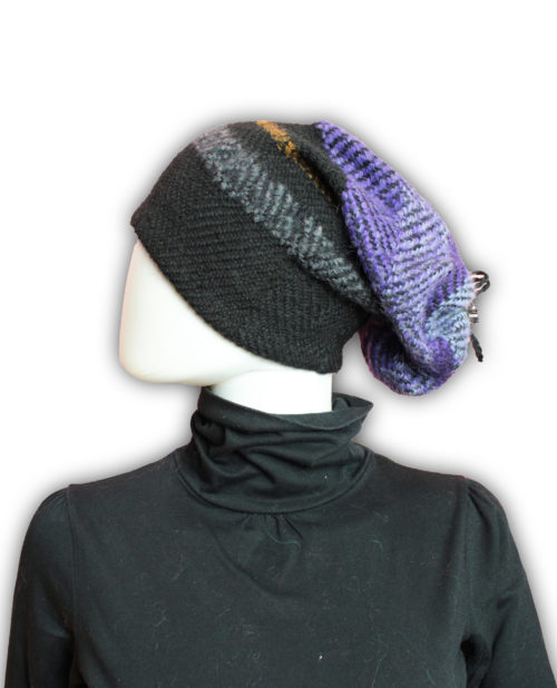 Cappello-scaldacollo nero viola