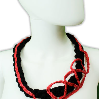 Necklace wool black red