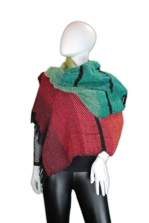 Large multicolored gradient scarf - precious, unique and non-repeatable item - in 60% super kid mohair and 40% merino wool.